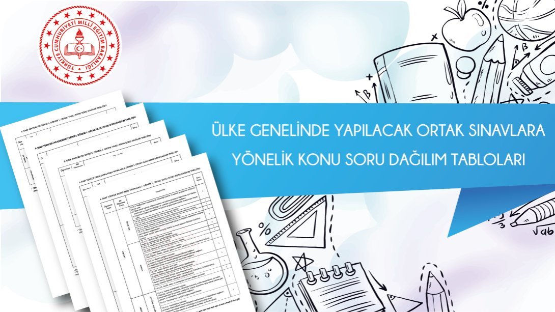 Ülke Genelinde Yapılacak Ortak Sınavlara Yönelik Konu Soru Dağılım Tabloları